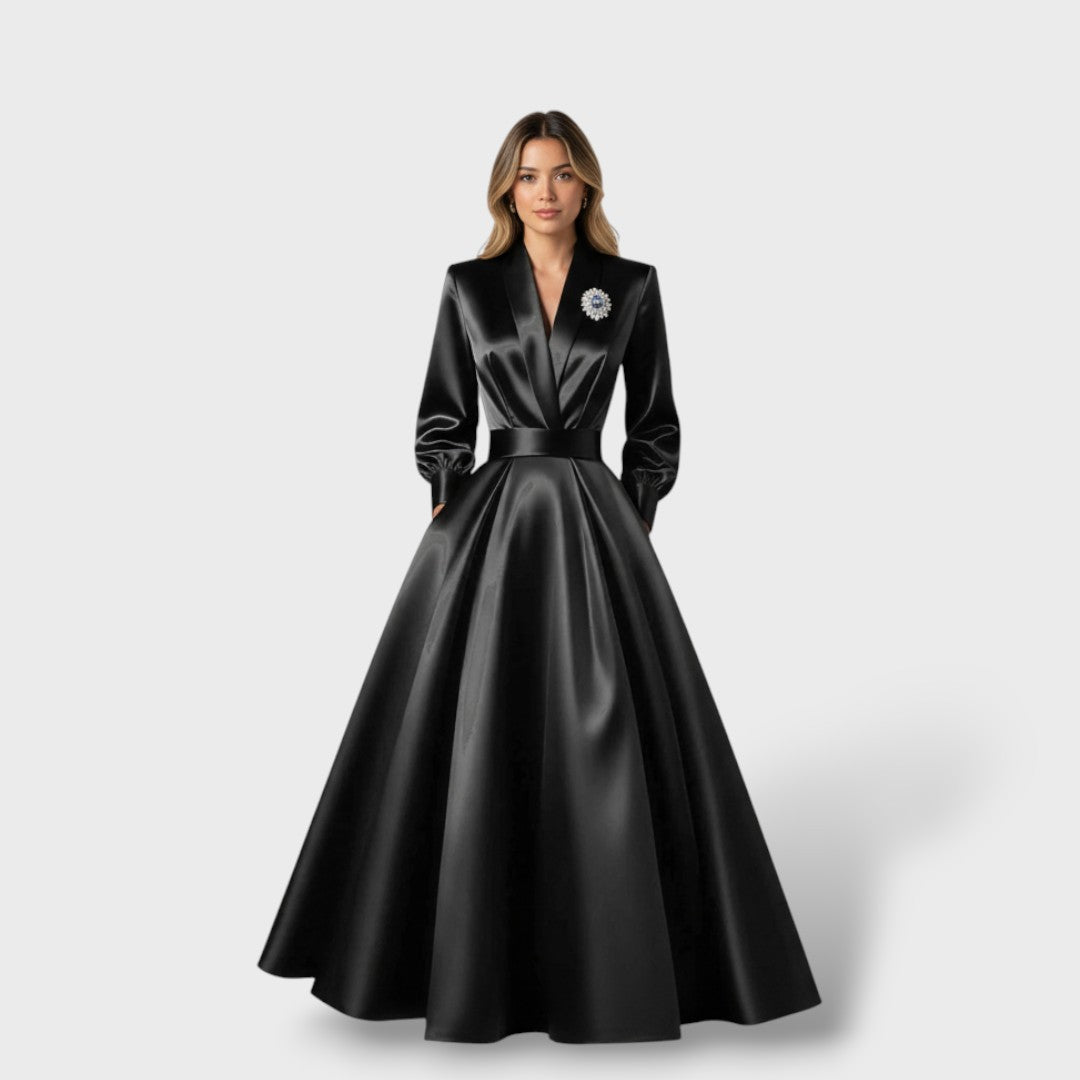 Vestido Midi Elegante Escote V Mujer