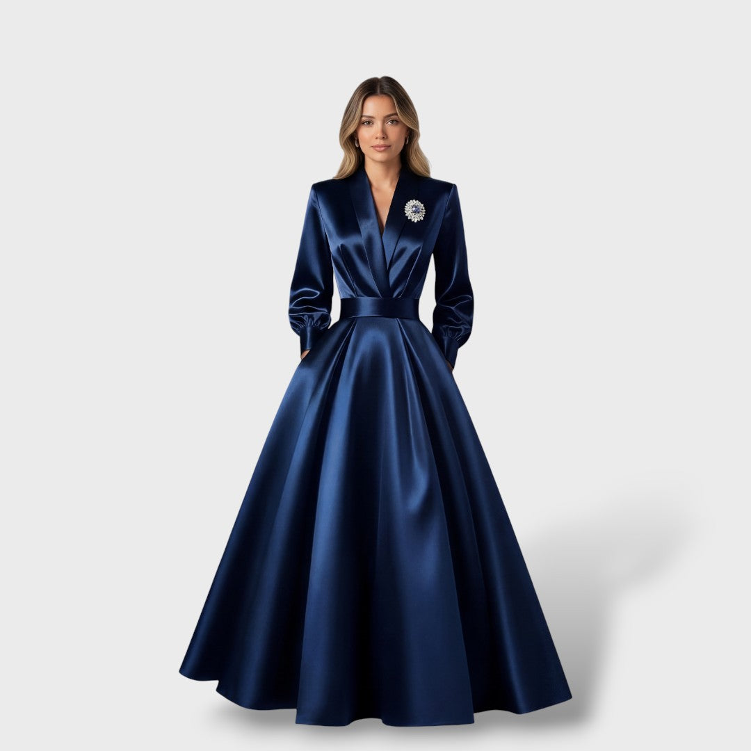 Vestido Midi Elegante Escote V Mujer