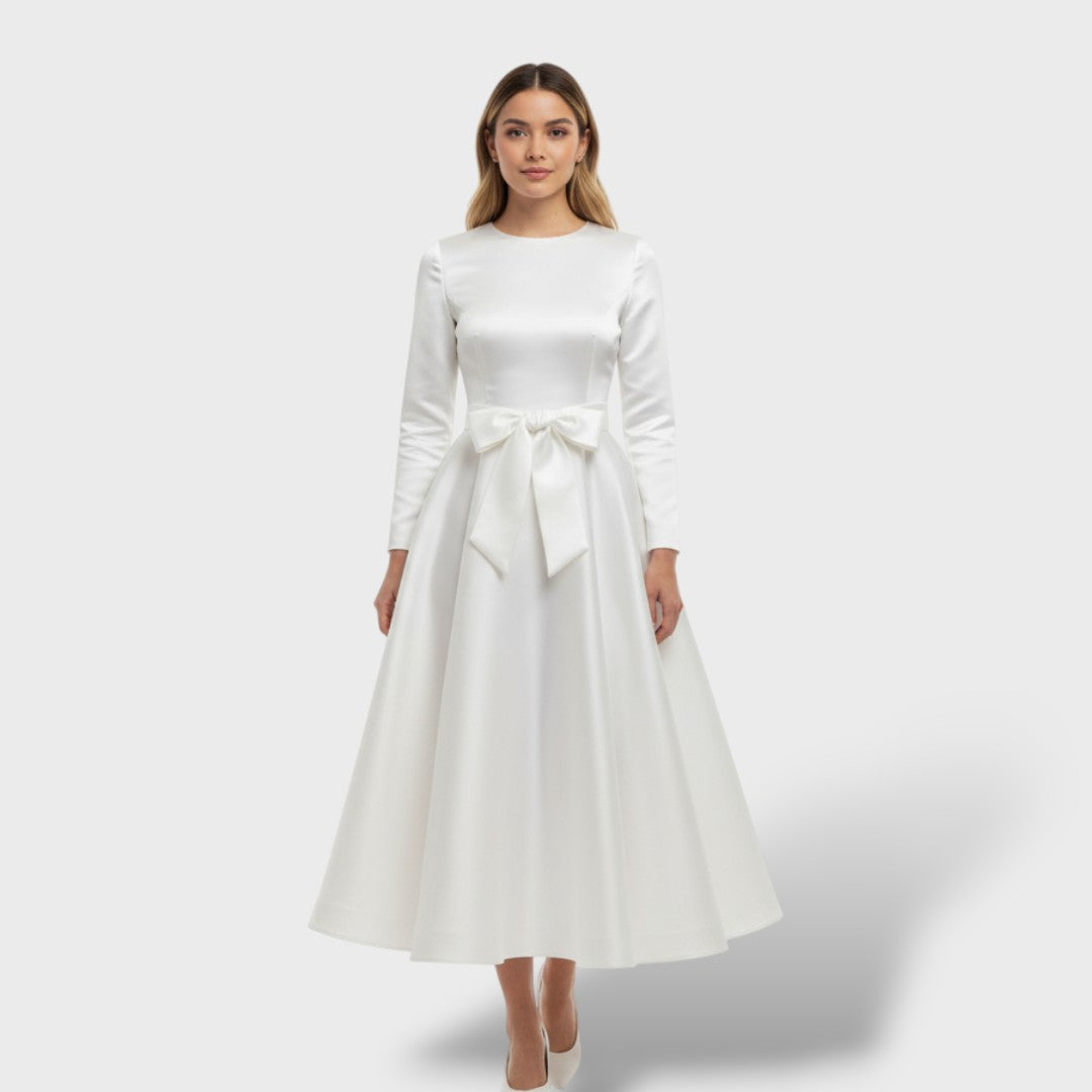 Vestido midi elegante con cinturón