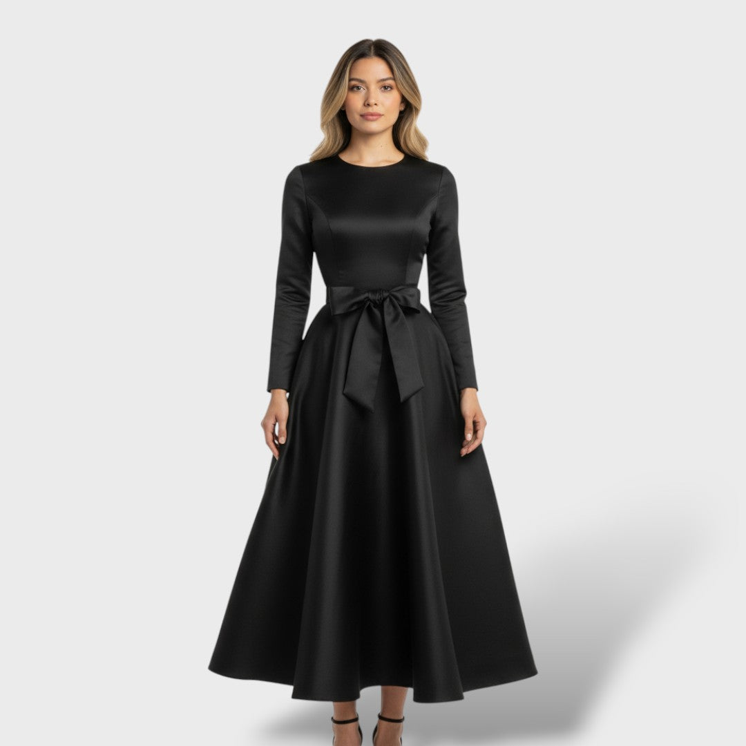 Vestido midi elegante con cinturón