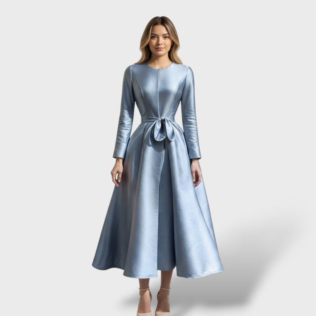 Vestido midi elegante con cinturón