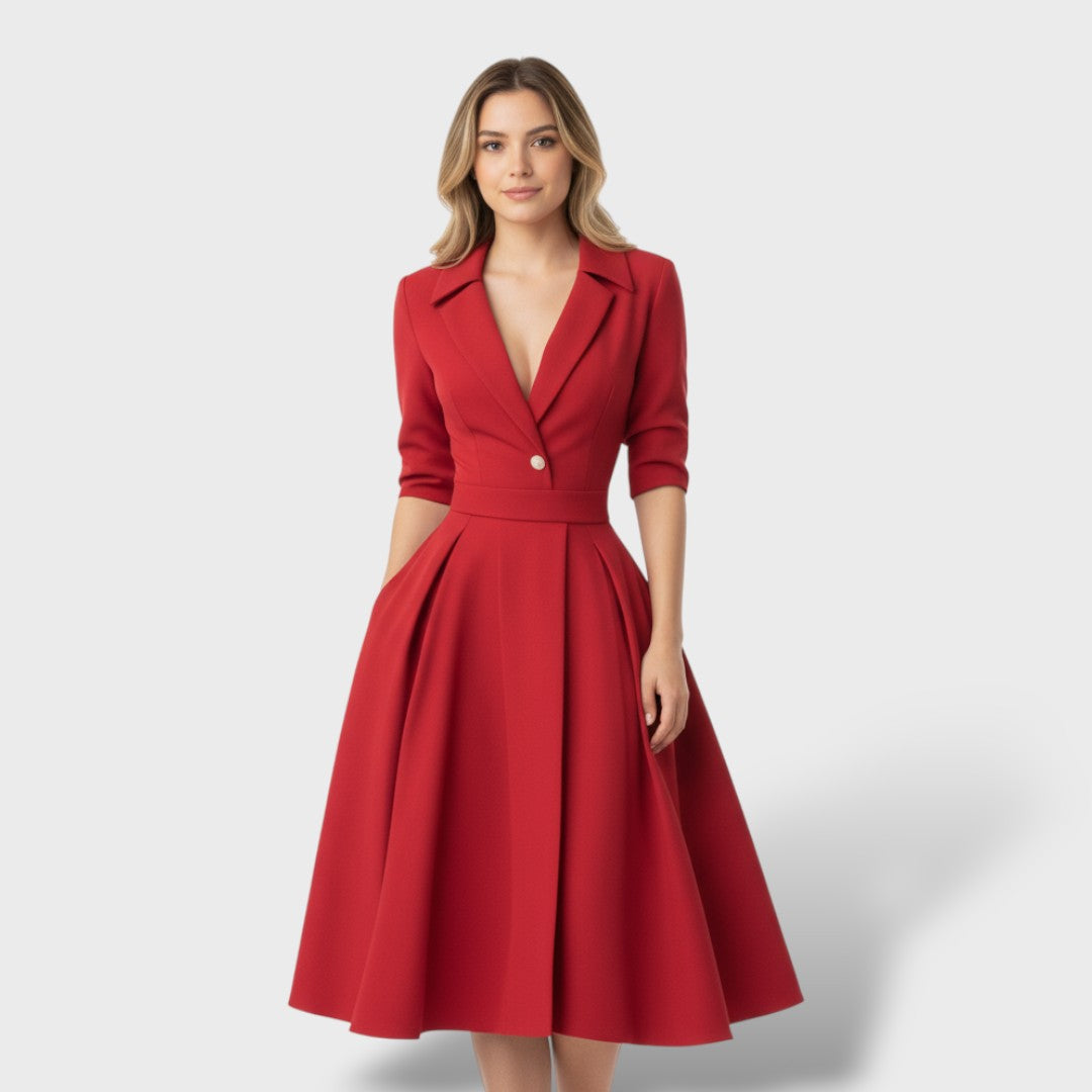 Vestido elegante A-line cintura marcada