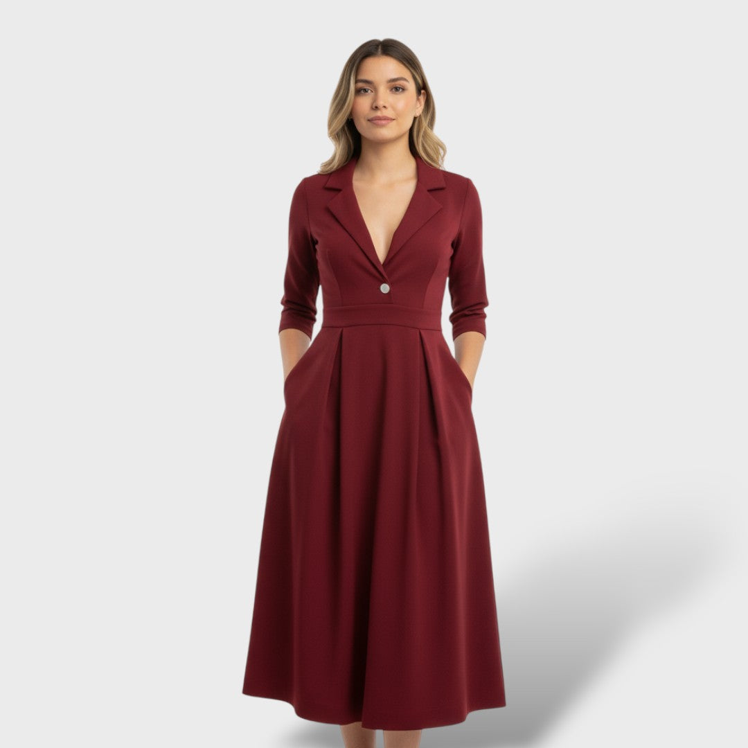 Vestido elegante A-line cintura marcada