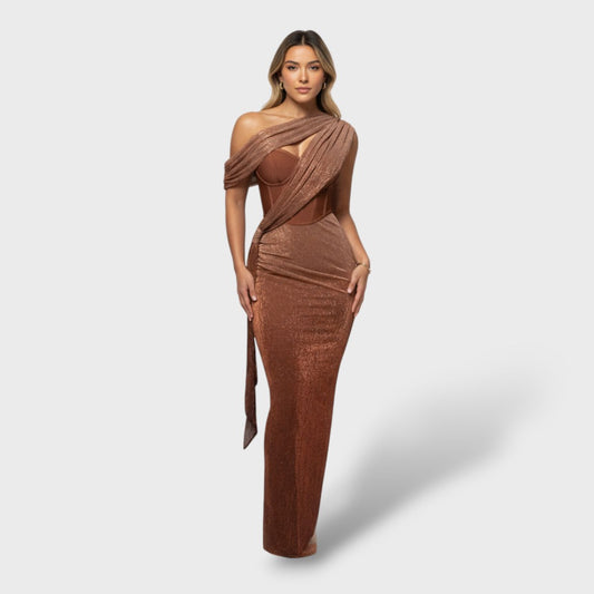 Vestido Largo Elegante Mujer Asimétrico