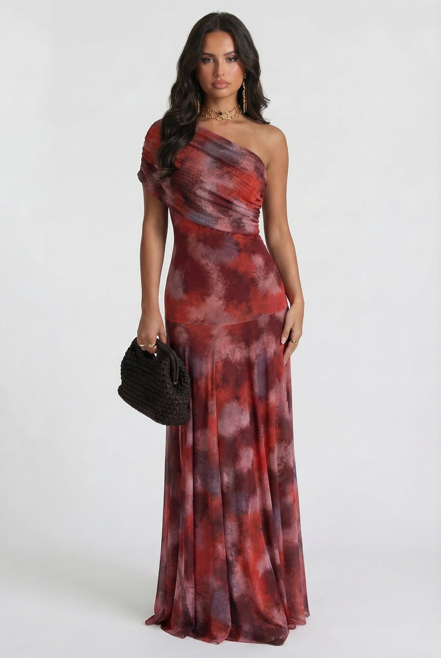 Valeria Maxi Vestido Rojo Estampado