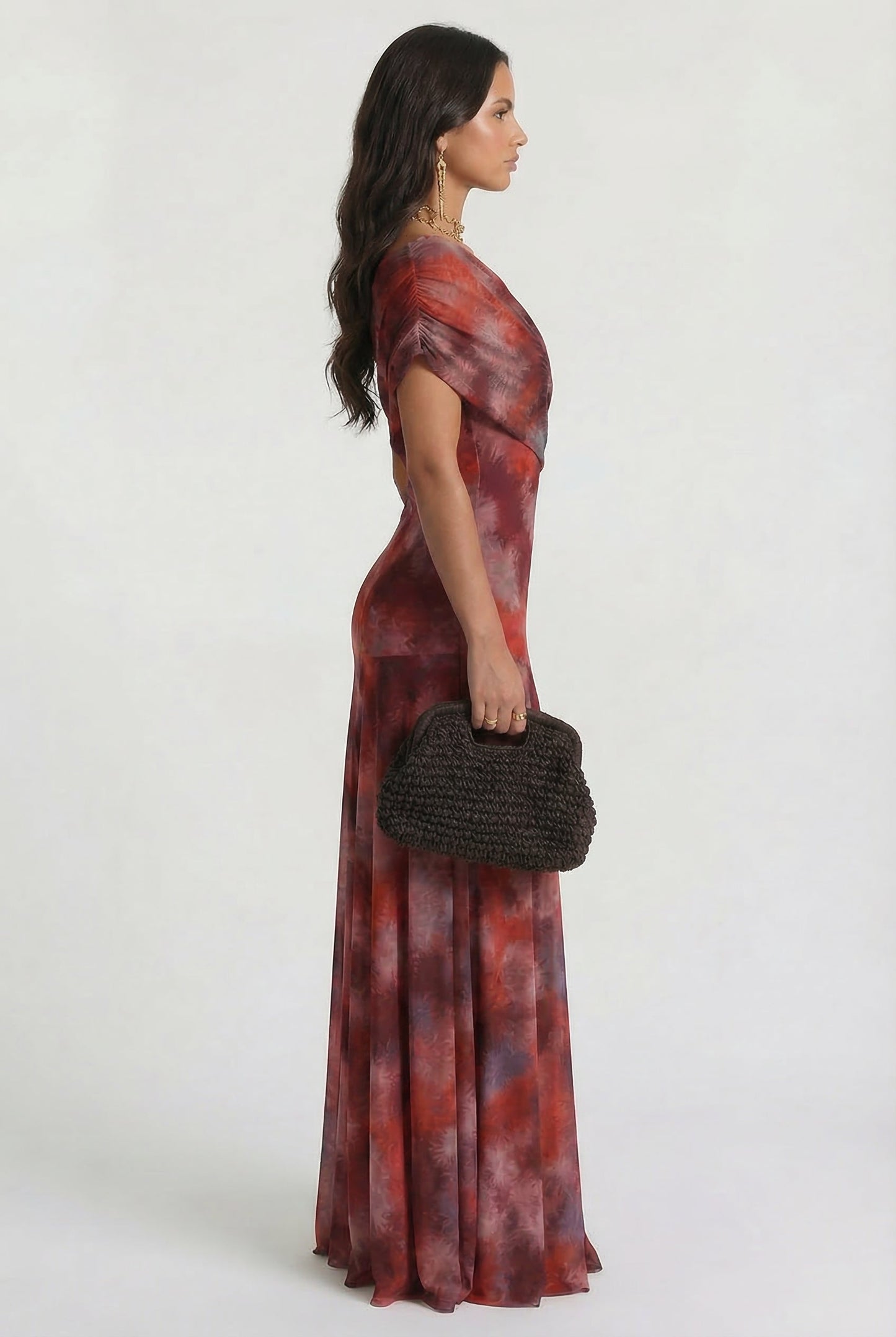 Valeria Maxi Vestido Rojo Estampado