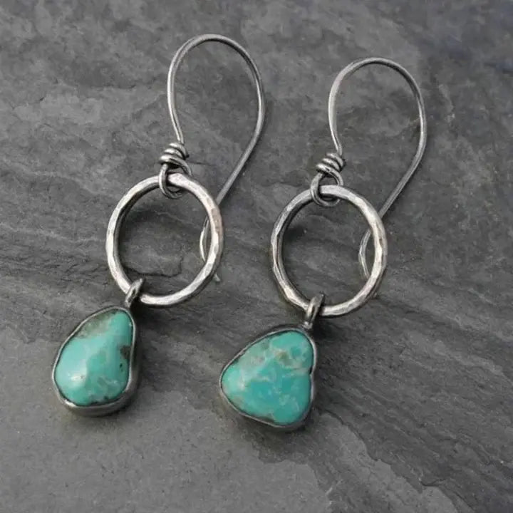 Pendientes vintage de plata con piedra turquesa