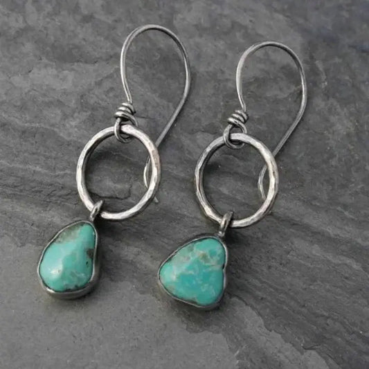Pendientes vintage de plata con piedra turquesa
