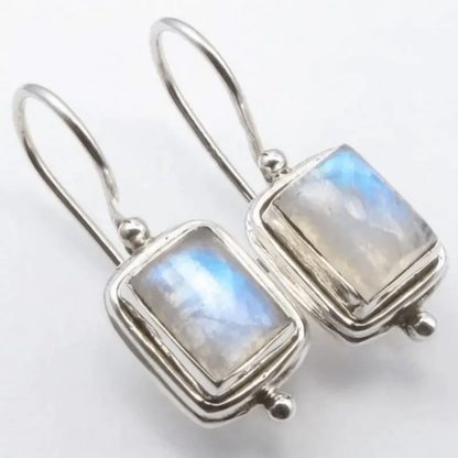Beatriz - Pendientes vintage con piedra de luna cuadrada
