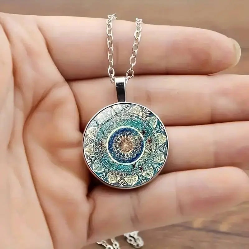 Collar mandala azul redondo elegante