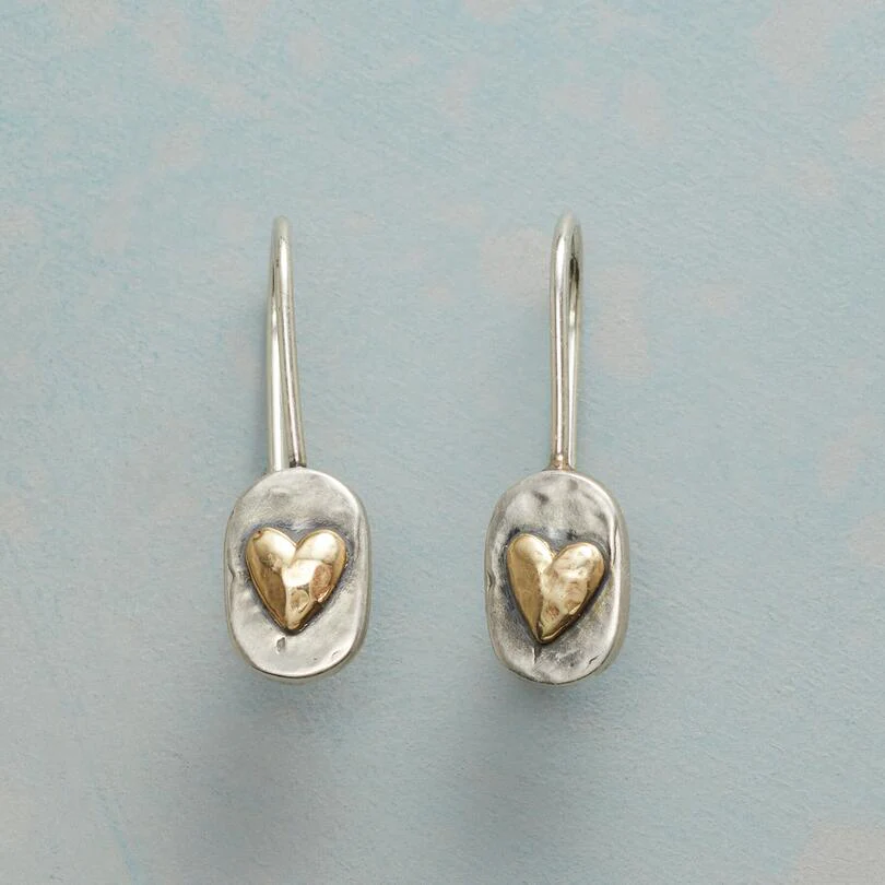 Pendientes con forma de corazón de plata y oro