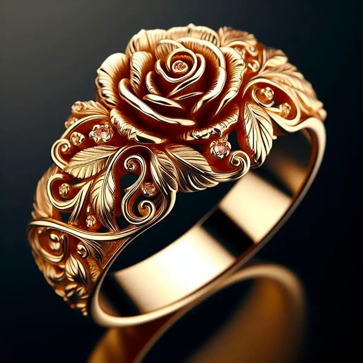 Anillo de flor dorado