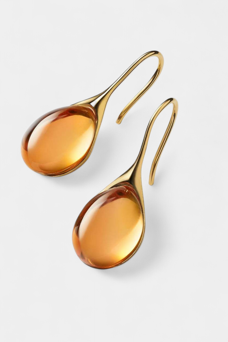 Pendientes de Gota de Cristal en Oro y Plata