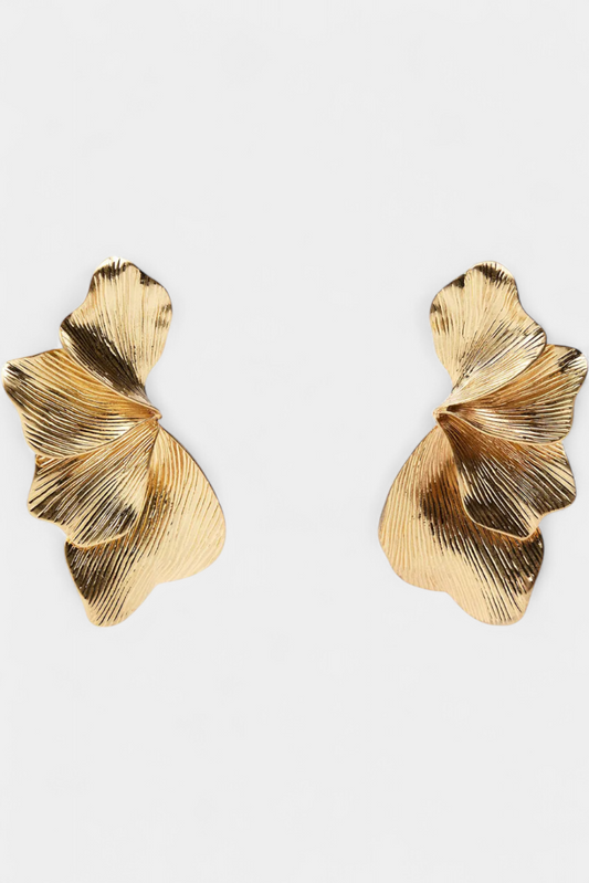 Pendientes Colgantes de Hoja en Metal Texturizado