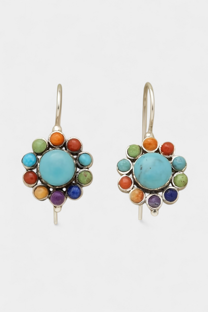 Pendientes Redondos Multicolor con Turquesa