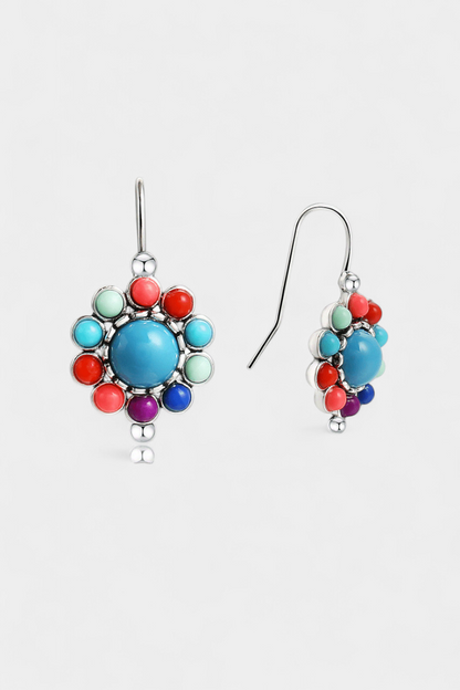 Pendientes Redondos Multicolor con Turquesa