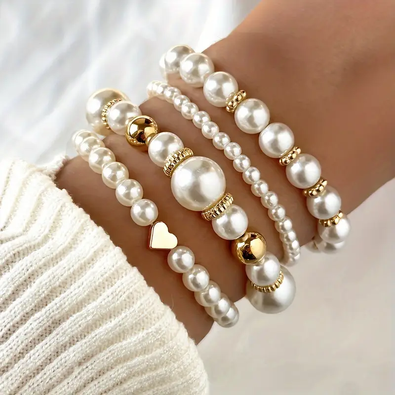 Set de pulseras de perlas atemporales
