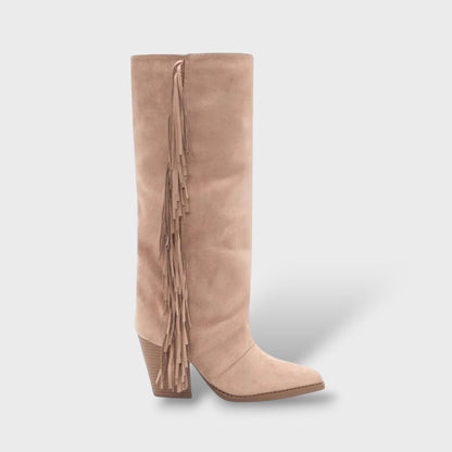 Botas Cowboy Mujer con Flecos y Tacón Alto