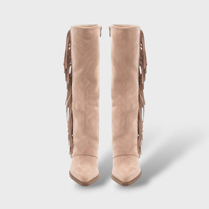 Botas Cowboy Mujer con Flecos y Tacón Alto