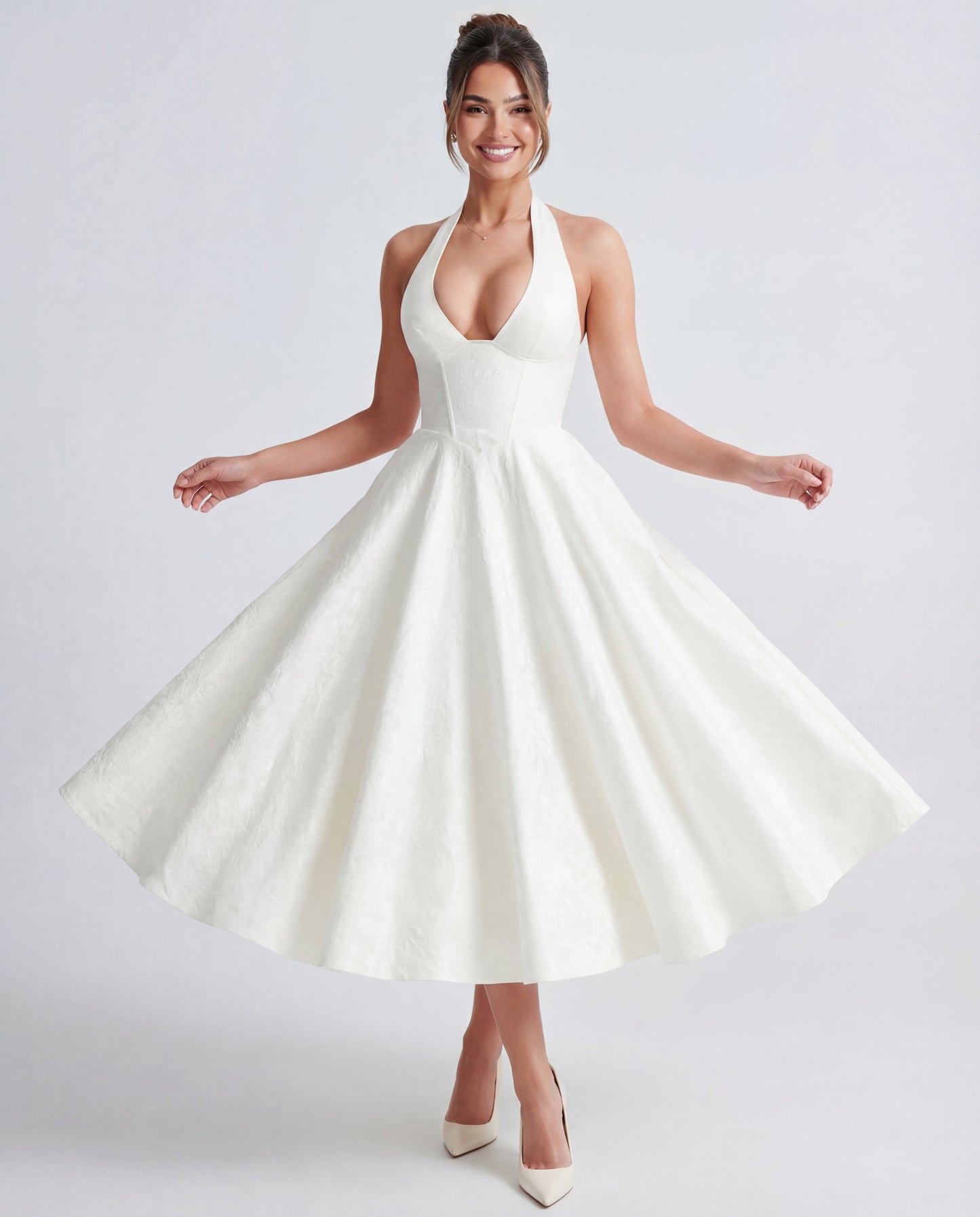 Charlotte – Sculpted Halter Midi Dress