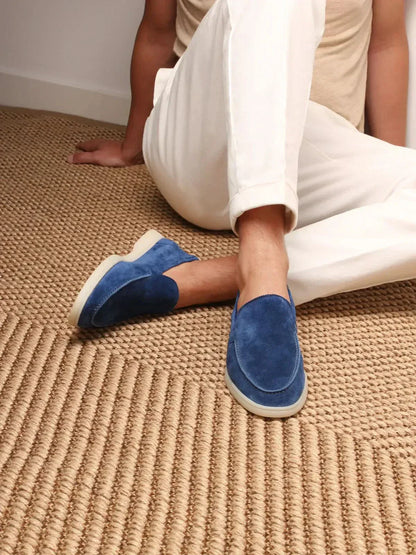 Lorenzo | Mocasines Clásicos de Ante Azul Arándano