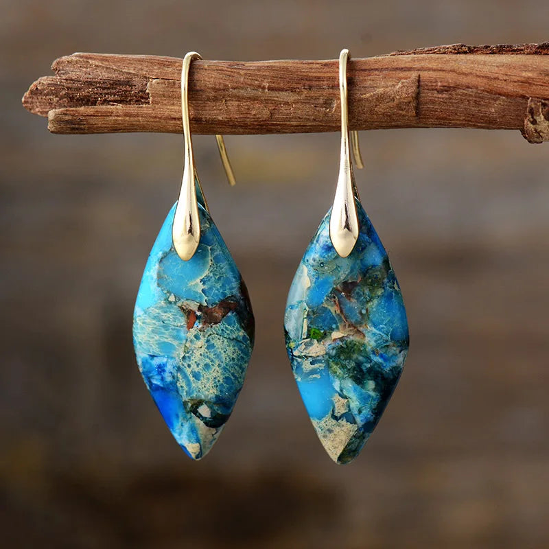 Pendientes en forma de gota con piedra natural