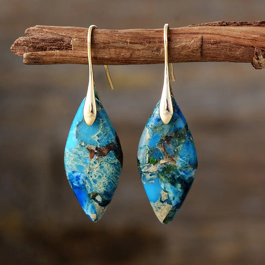 Pendientes en forma de gota con piedra natural