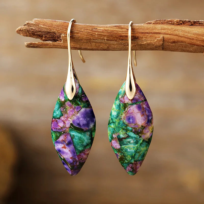 Pendientes en forma de gota con piedra natural