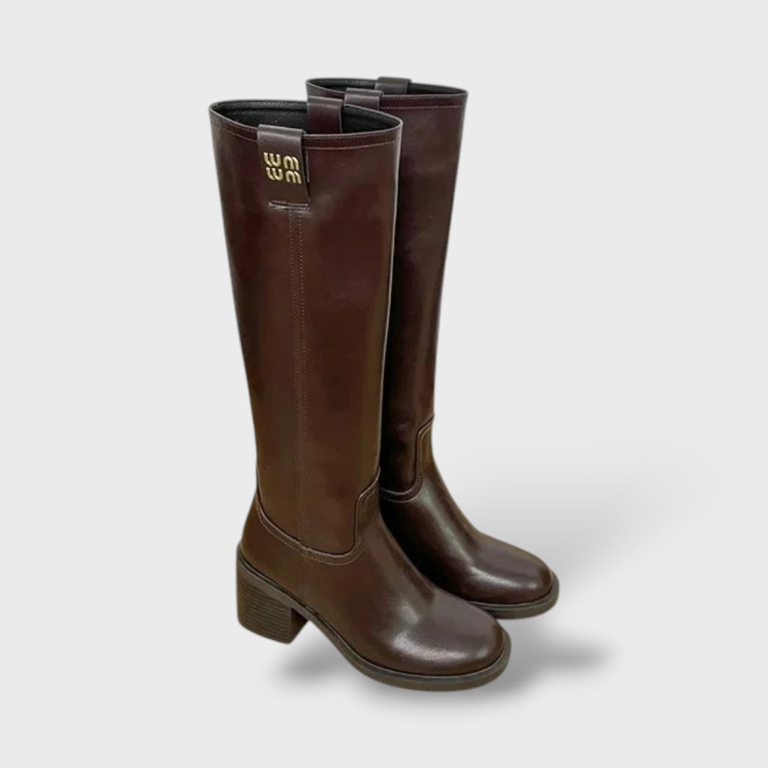 Botas Largas de Cuero con Plataforma Estilo Knight