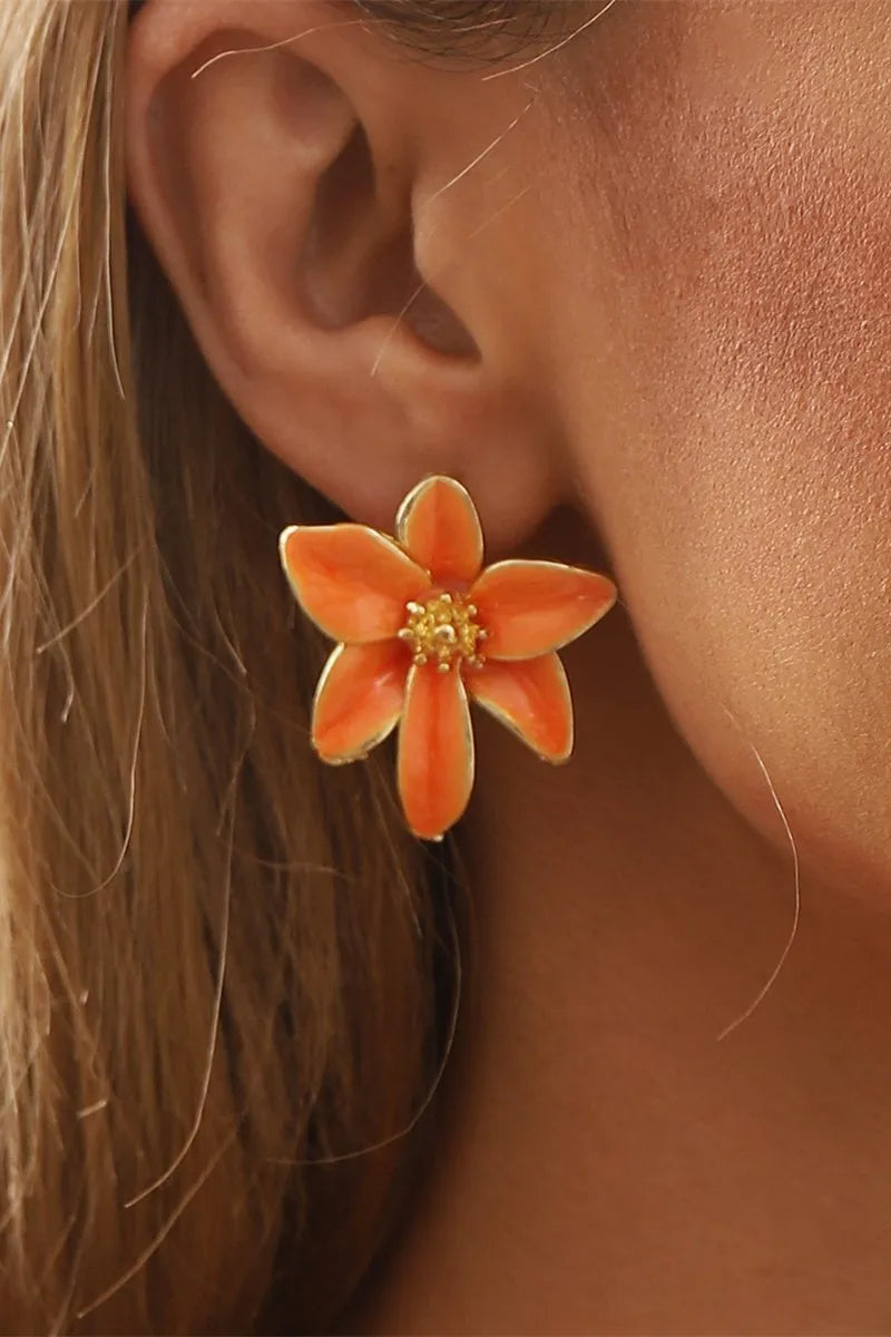 Pendientes Vintage con Flor de Esmalte